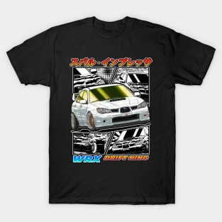 White Subie Impreza WRX STi Hawk Eye Drifting T-Shirt